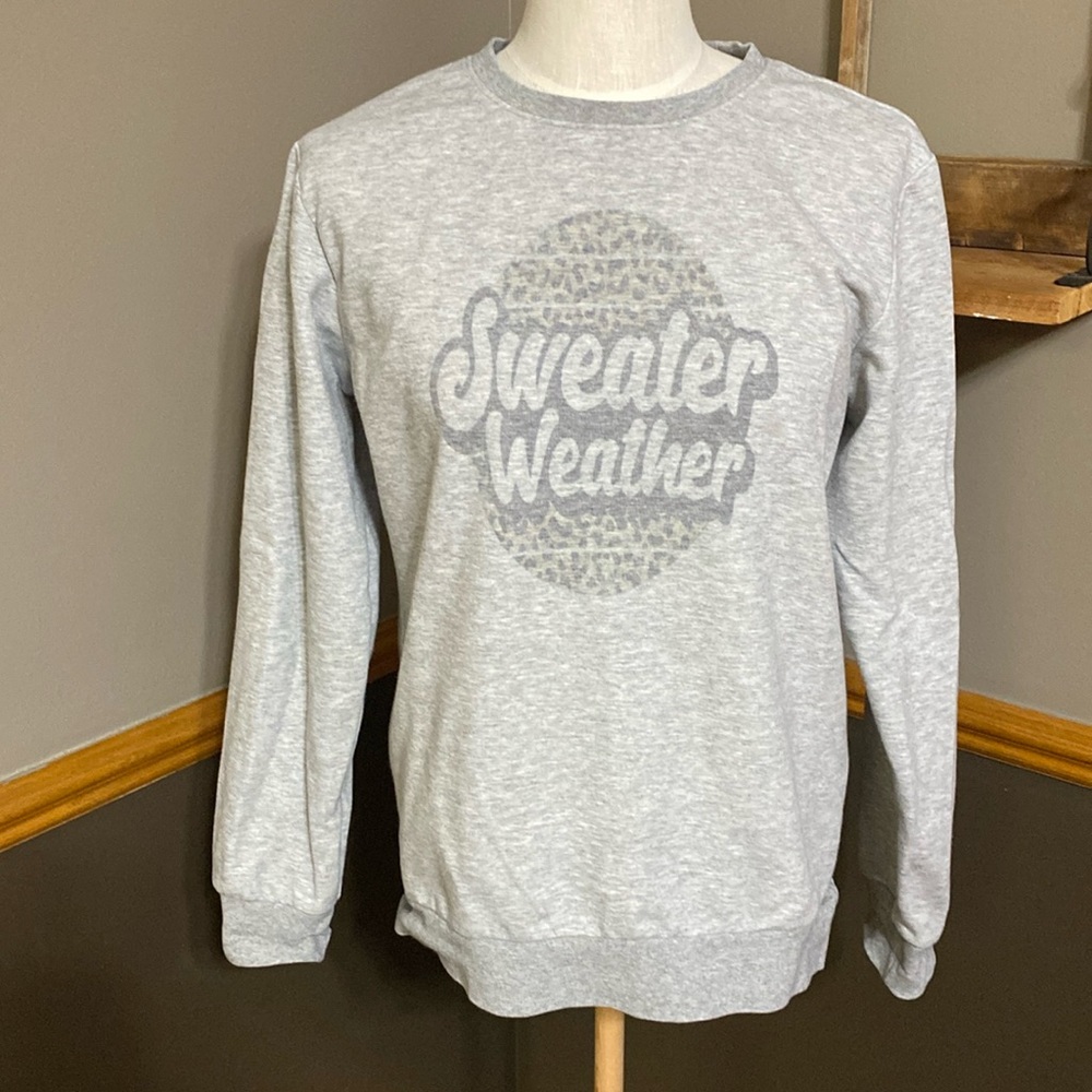 CASEI gray sweater Weather animal print crewneck sweatshirt size s